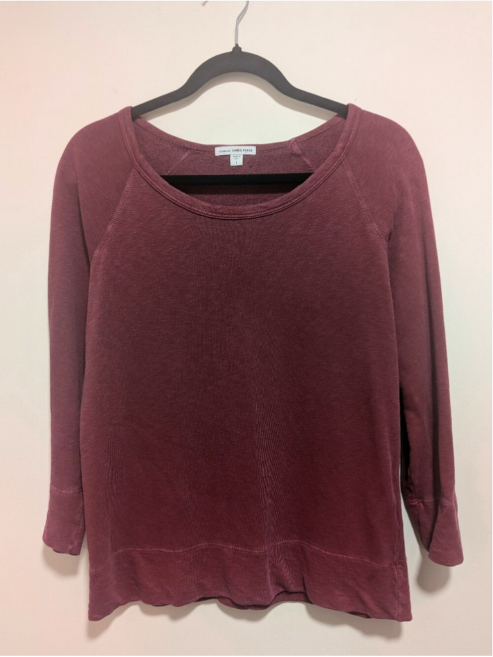 James Perse | Vintage Supima Cotton Fleece Raglan Sweatshirt Burgundy